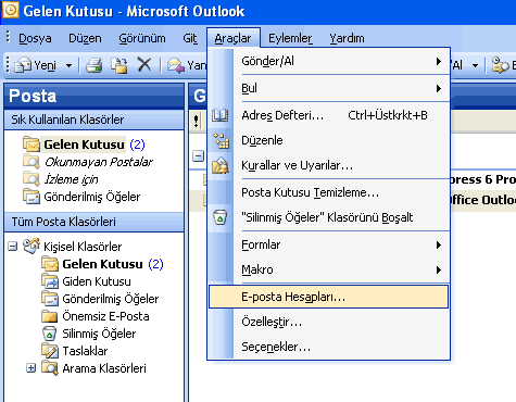 Outlook 2003 E-Posta Hesap Ayarlar�